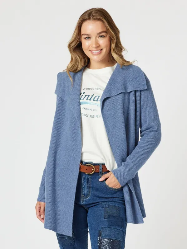 Ava Rib Cardigan - Indigo sold by RC & Co