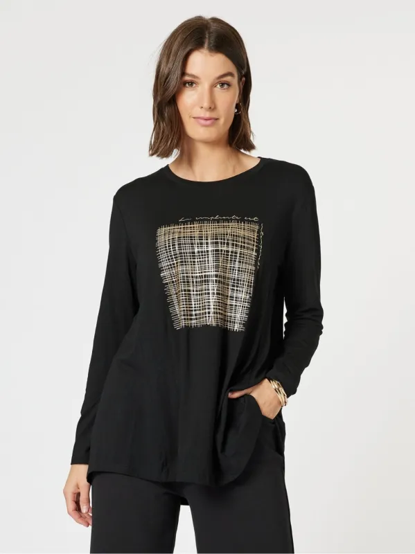 Goldie Print Long Sleeve Tee - Black/Gold sold by RC & Co