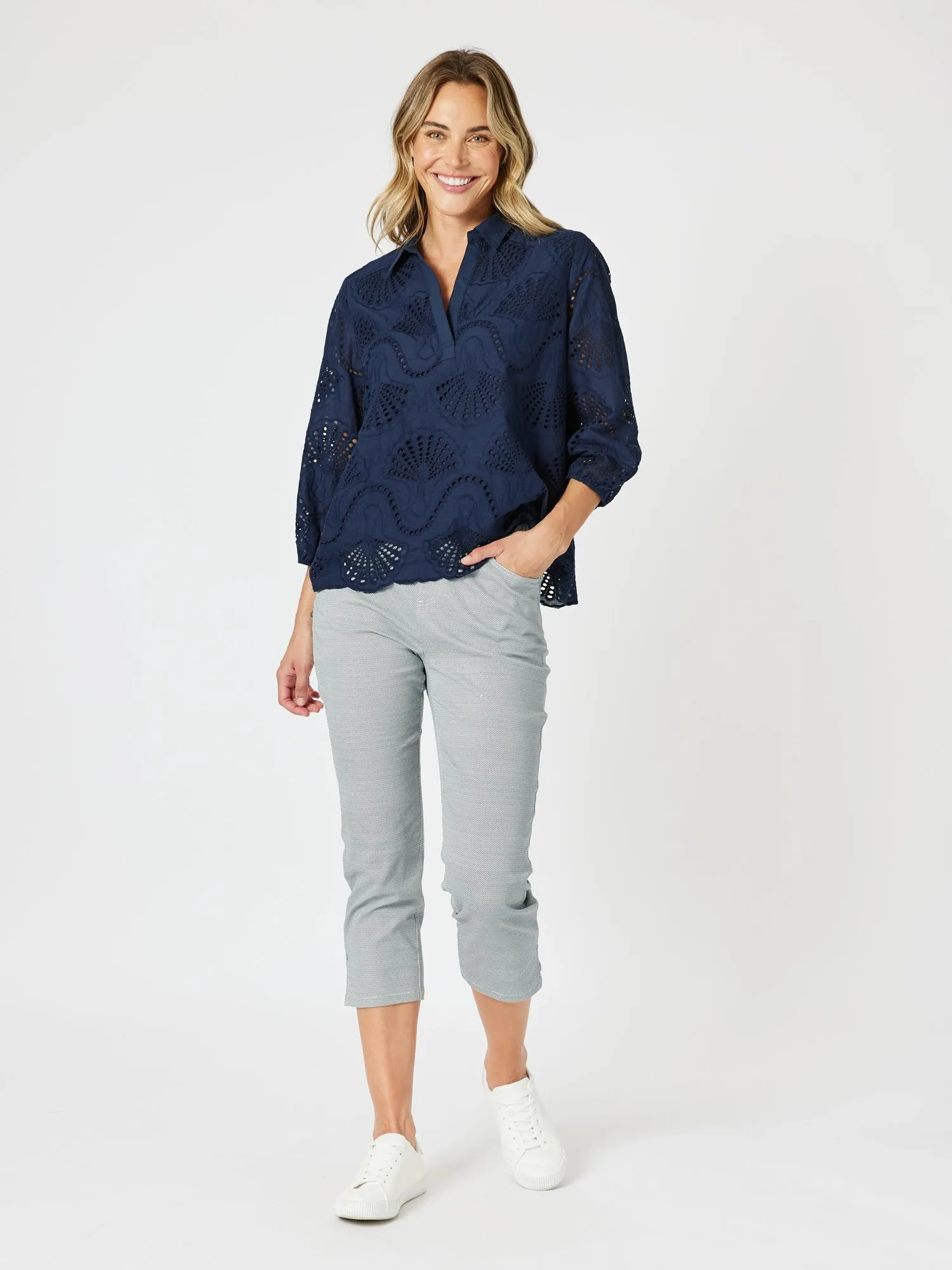 Taylor Print Slim Leg Pant - Navy/White sold by RC & Co product image thumbnail 2