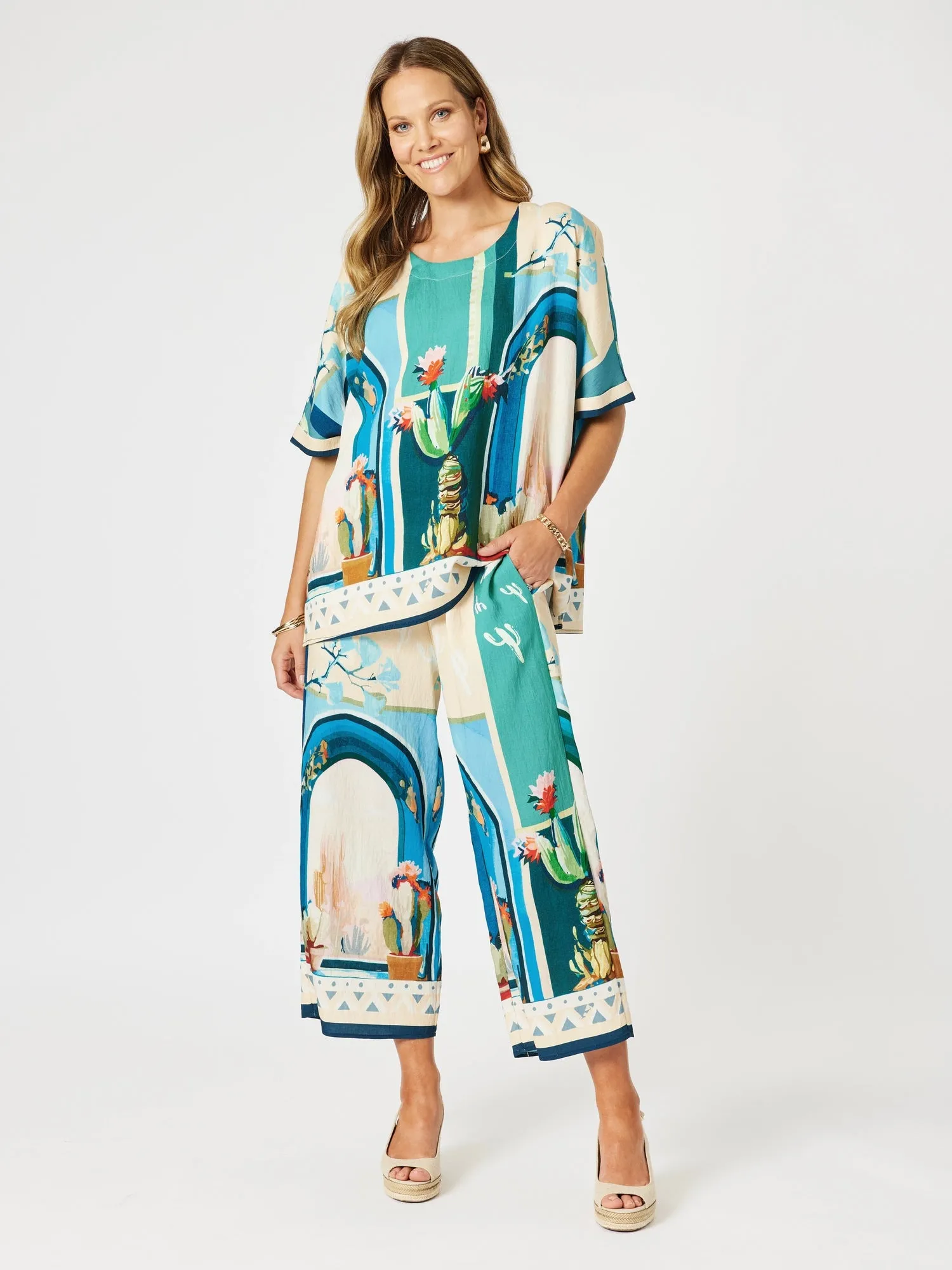 The Tulum Print Wide Leg Pant - Blue/Multi sold by RC & Co product image thumbnail 2