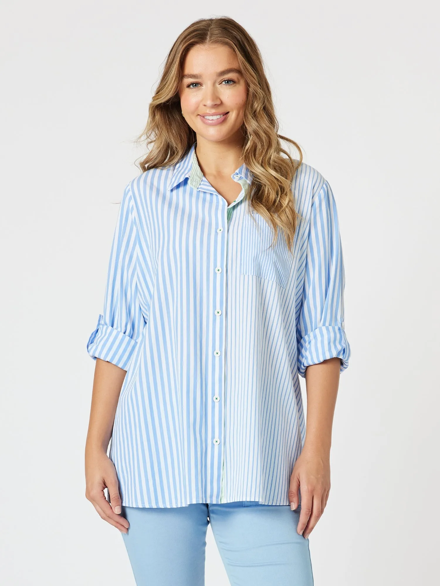 Skyler Stripe Shirt - Blue/White sold by RC & Co