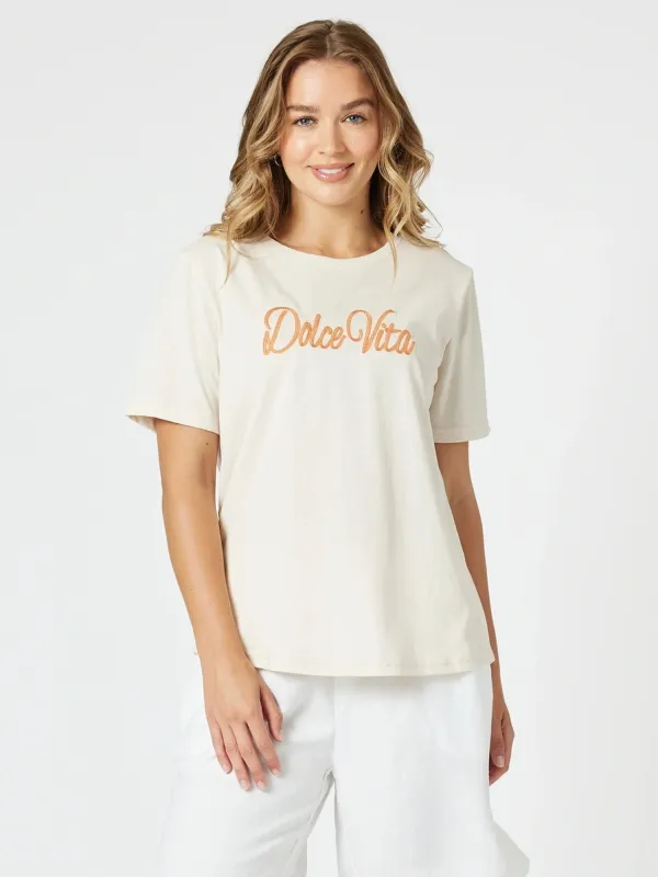 Dolce Vita Tee - Natural sold by RC & Co