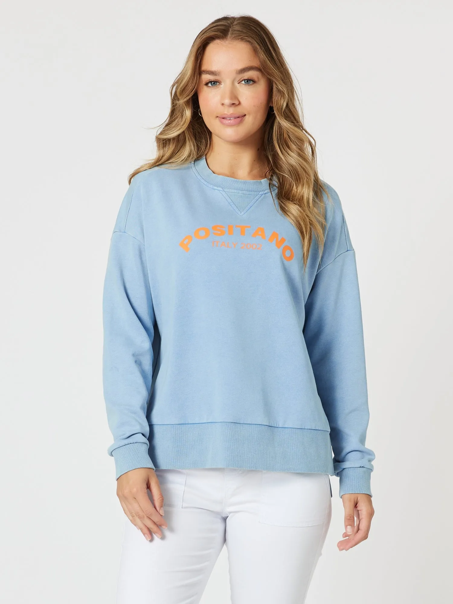 Positano Print Sweatshirt - Washed Blue sold by RC & Co
