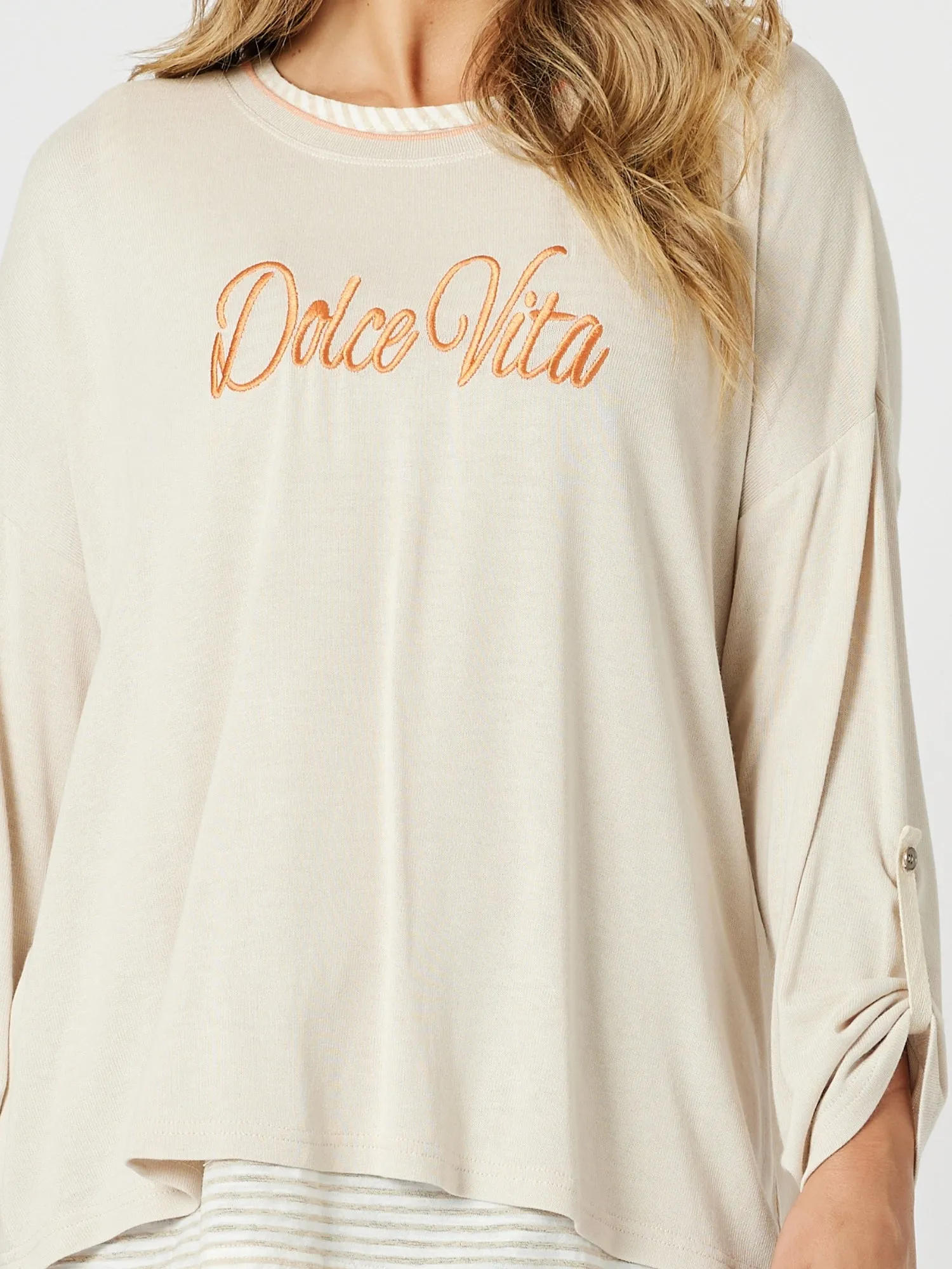 Dolce Vita Embroidered 2 in 1 Top - Natural sold by RC & Co product image thumbnail 3