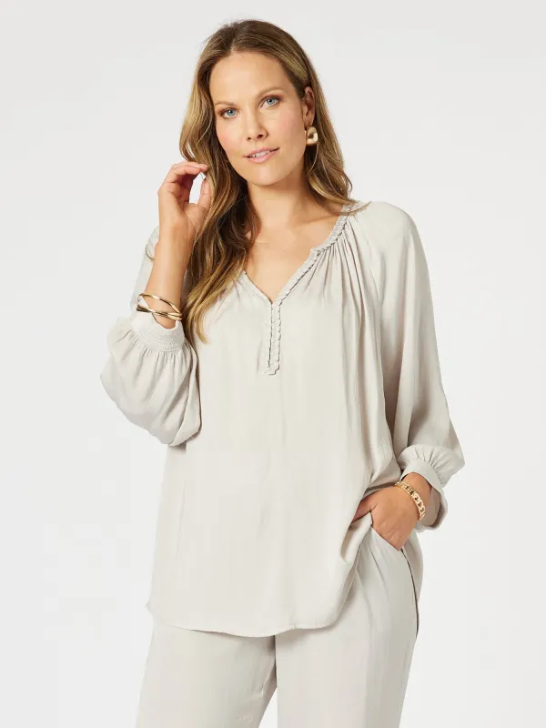 Lux Plait Top - Champagne sold by RC & Co