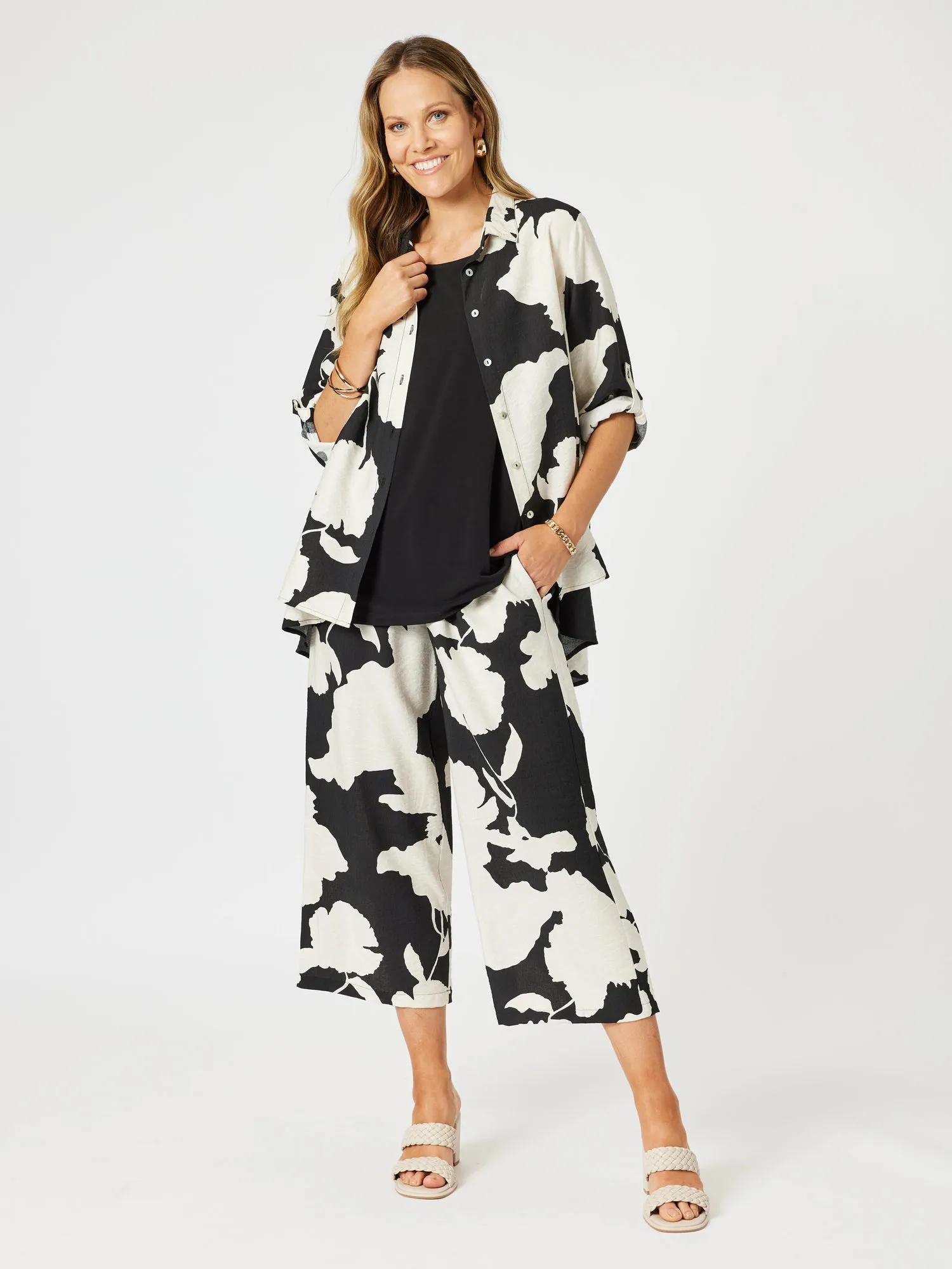 Barcelona Floral Print Shirt - Black/Natural sold by RC & Co product image thumbnail 2