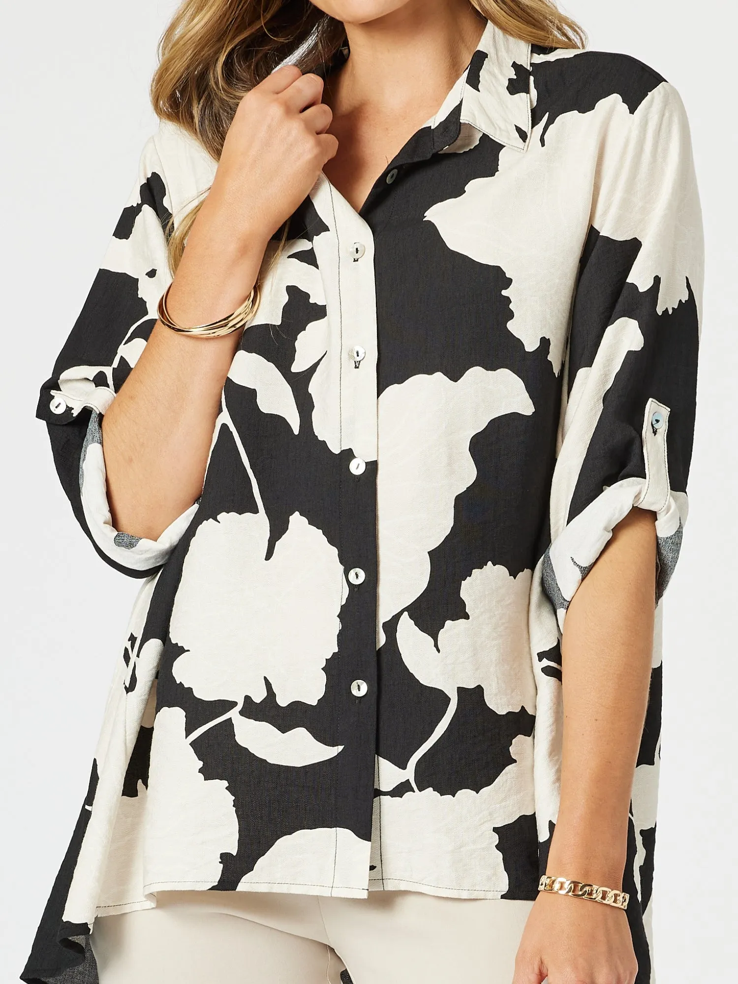 Barcelona Floral Print Shirt - Black/Natural sold by RC & Co product image thumbnail 3