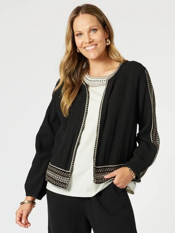 Cross Stitch Jacket - Black sold by RC & Co