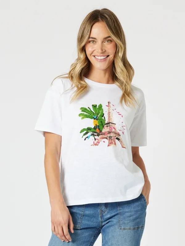 Parisian Print Tee - White sold by RC & Co