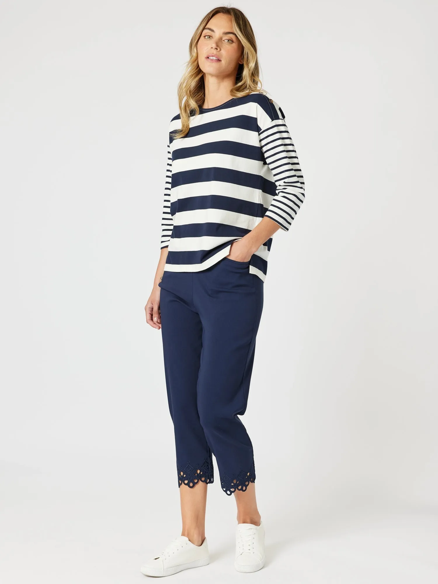 Fleur Embroidered Pant - Navy sold by RC & Co product image thumbnail 4