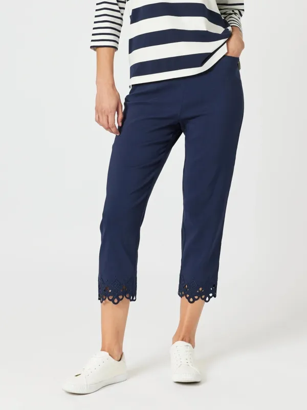 Fleur Embroidered Pant - Navy sold by RC & Co