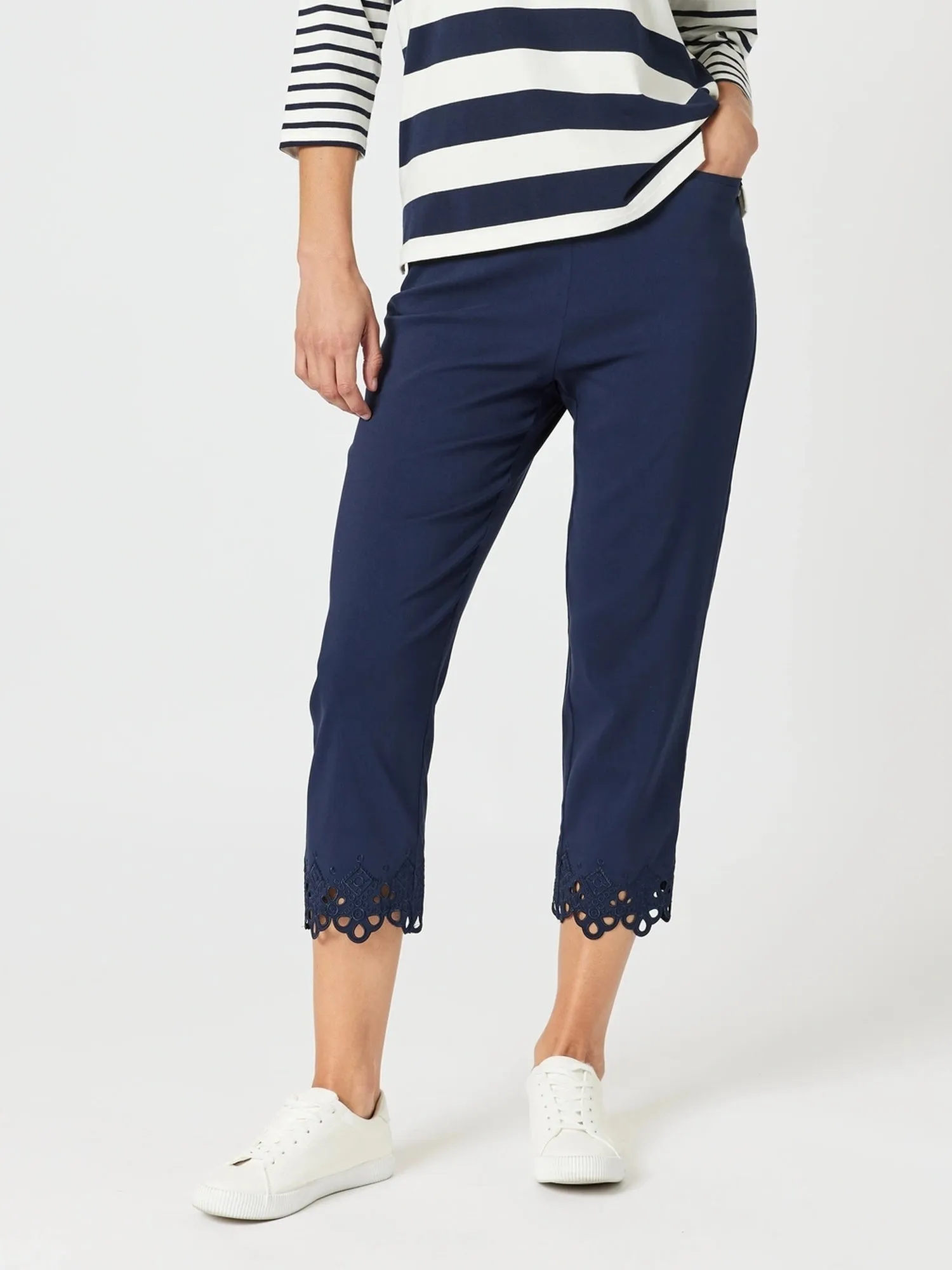 Fleur Embroidered Pant - Navy sold by RC & Co
