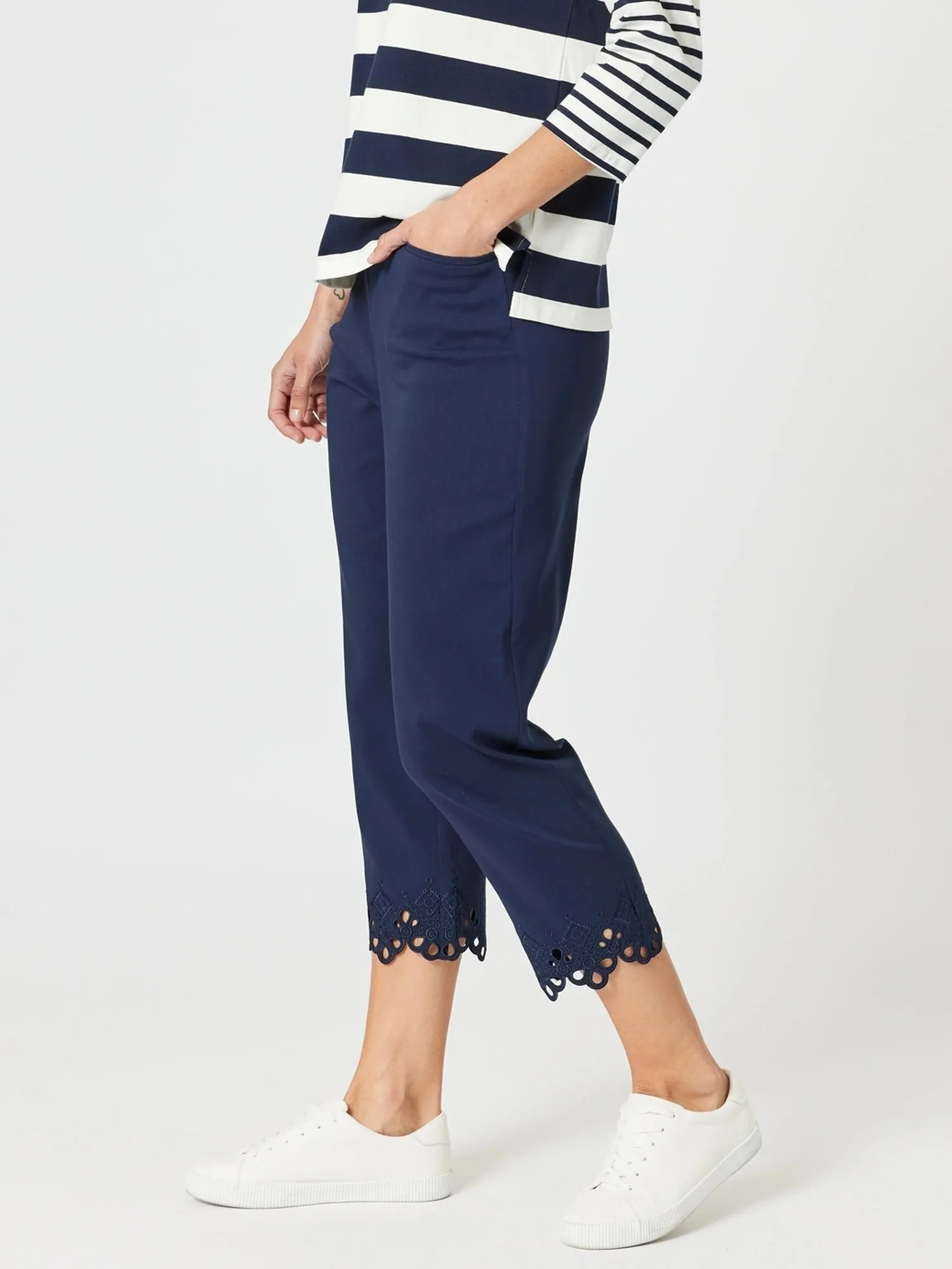 Fleur Embroidered Pant - Navy sold by RC & Co product image thumbnail 3