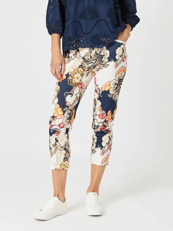 Lexi Floral Print Pant - Navy Multi sold by RC & Co
