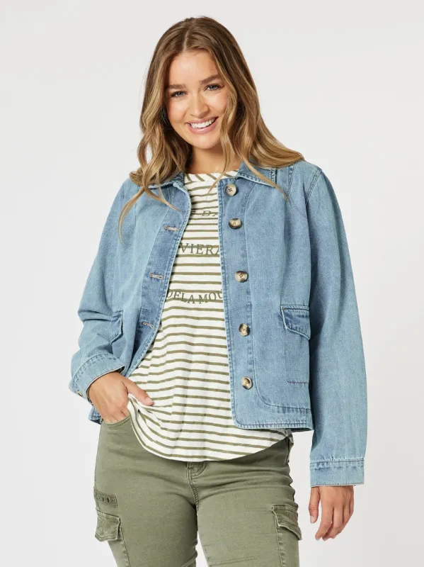 Boyfriend Denim Jacket - Washed Denim sold by RC & Co