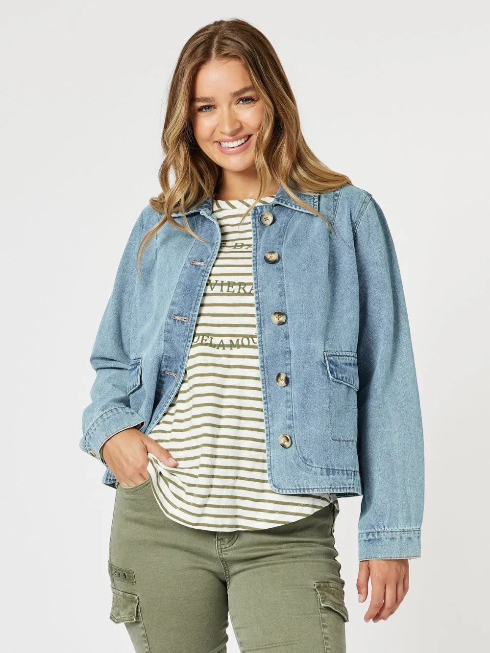 Boyfriend Denim Jacket - Washed Denim sold by RC & Co