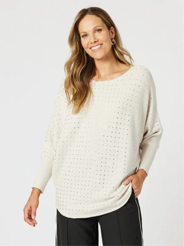 Shimmer Batwing Knit Top - Natural sold by RC & Co