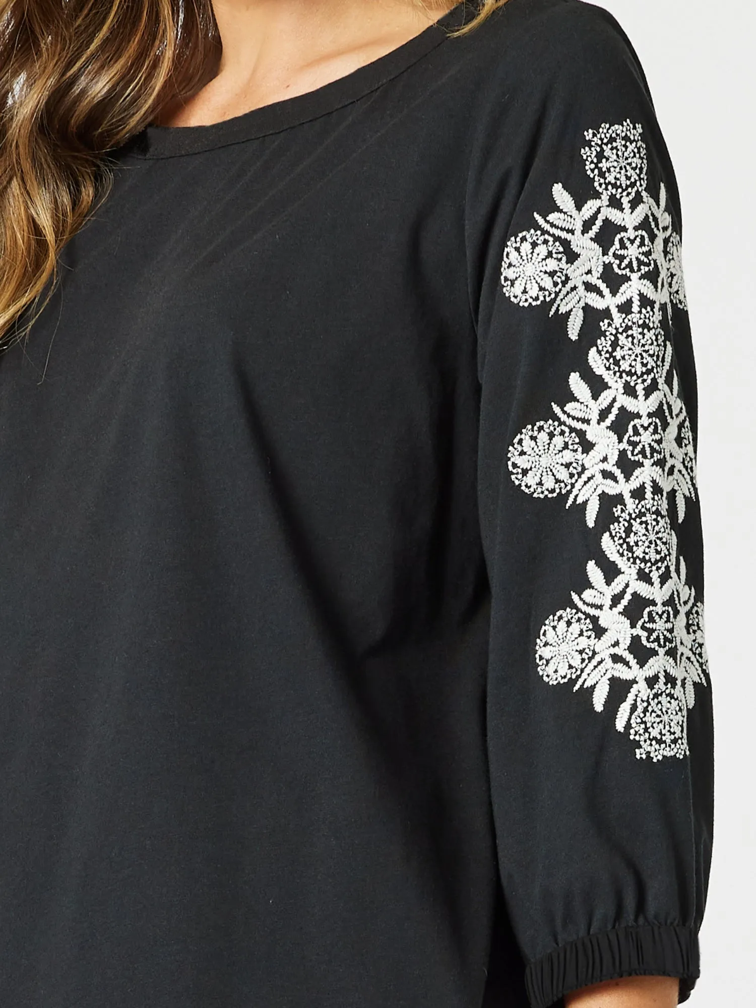 Jackie Floral Embroidered Tee - Black/White sold by RC & Co product image thumbnail 3