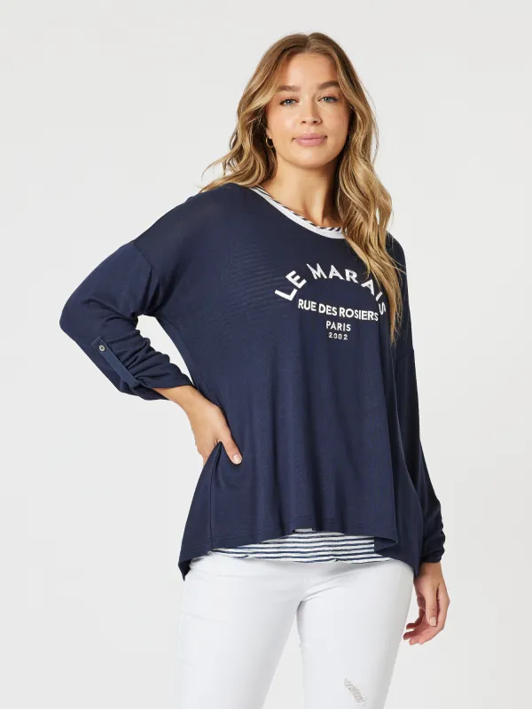 Le Marais 2 in 1 Top - Navy/White sold by RC & Co