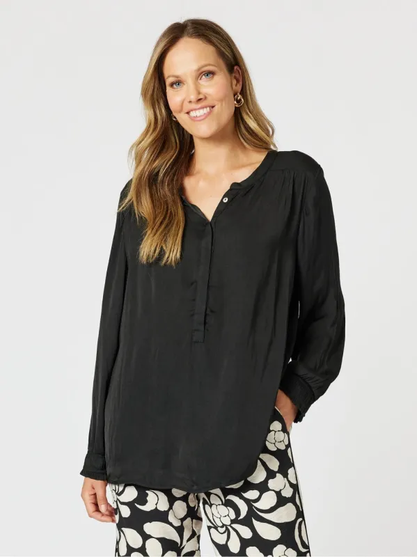 Vienna Luxe Nehru Top - Black sold by RC & Co