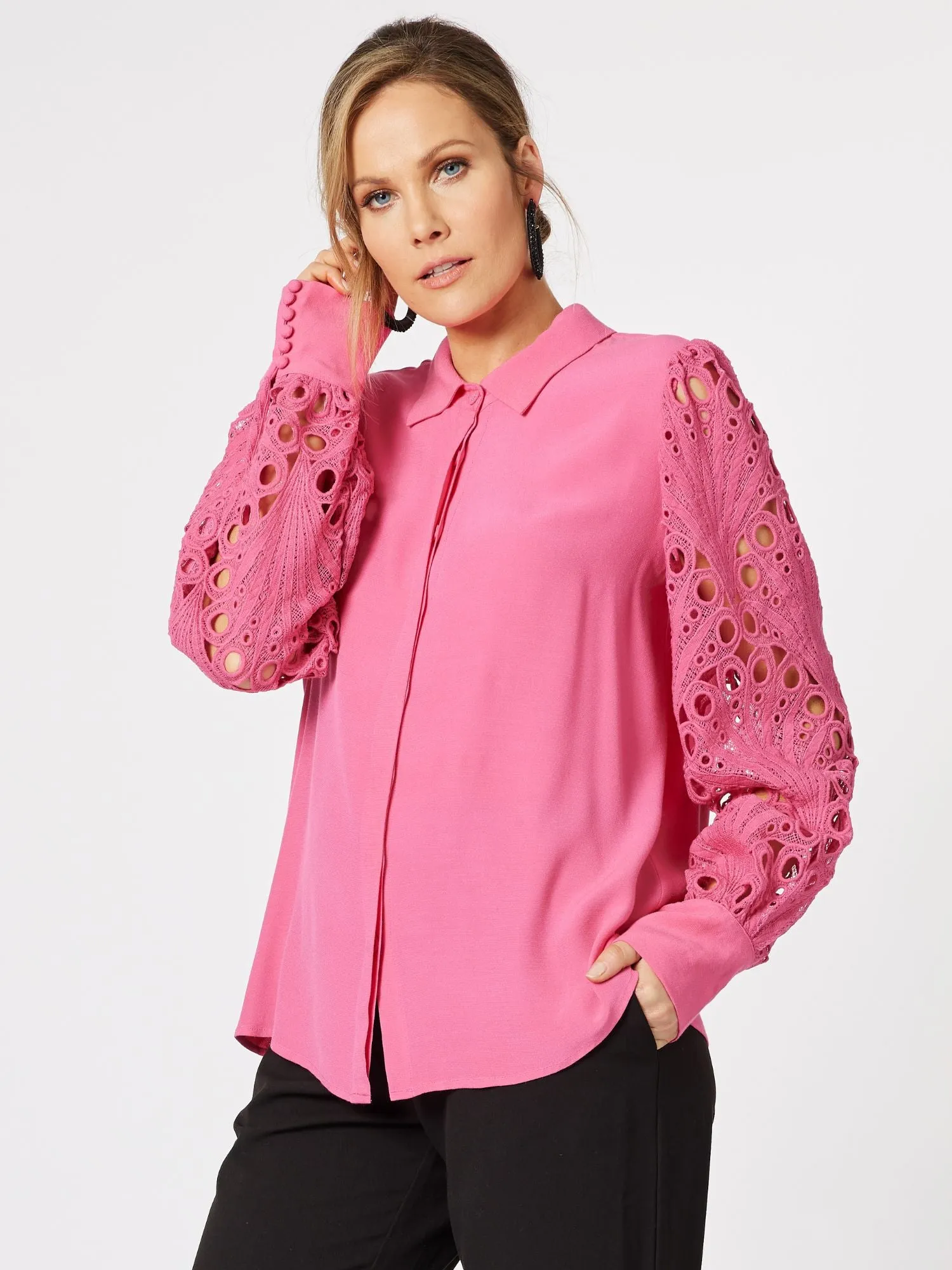 Brodie Lace Shirt - Hot Pink sold by RC & Co product image thumbnail 3
