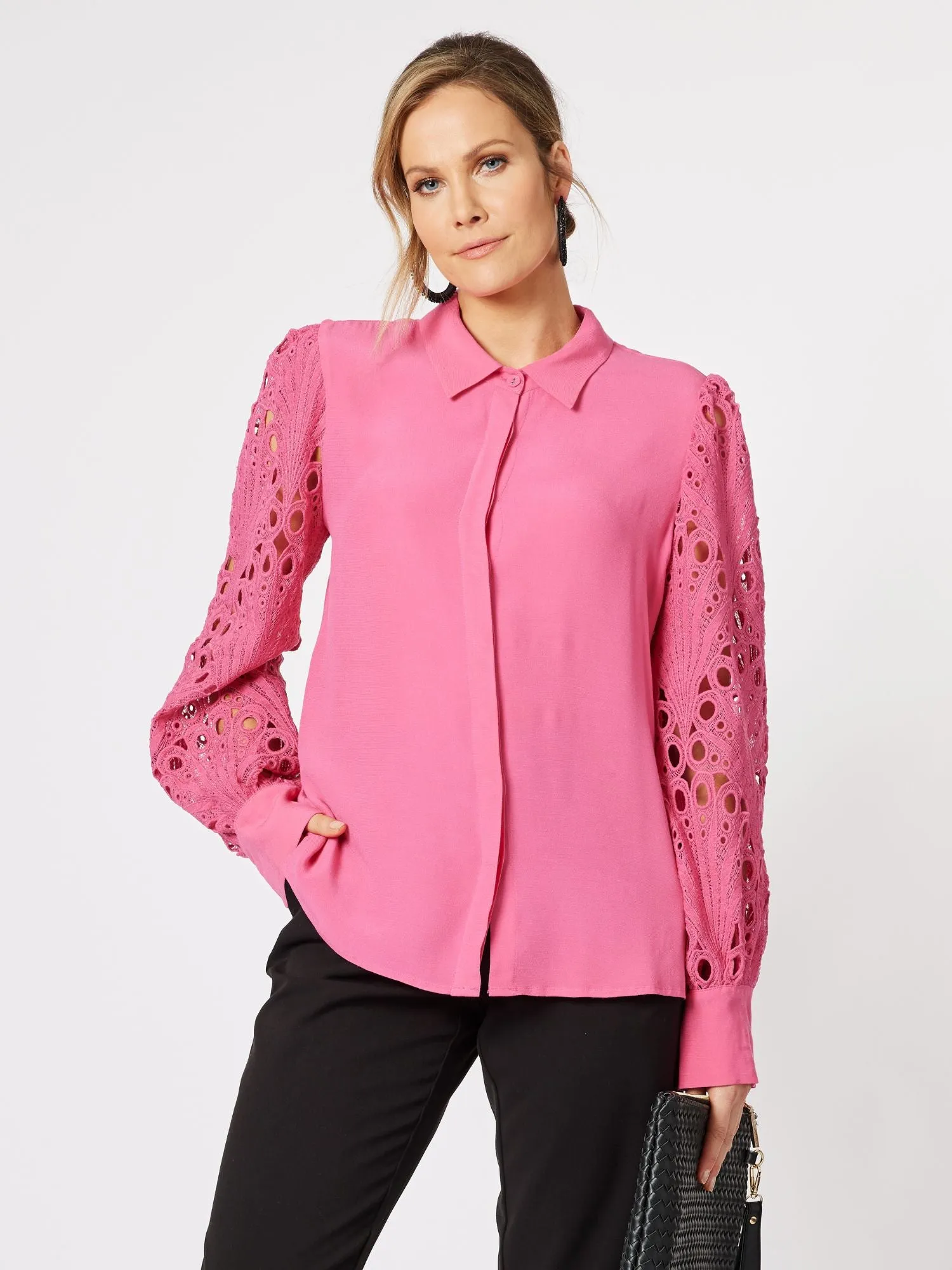 Brodie Lace Shirt - Hot Pink sold by RC & Co