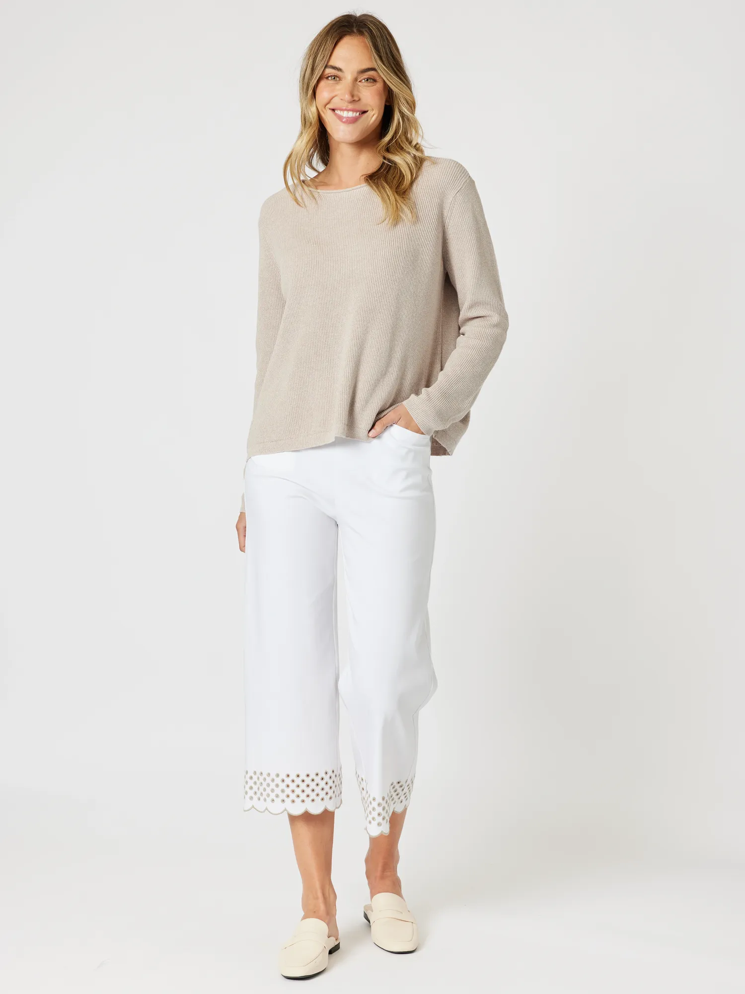 Scallop Hem Pant - White/Natural sold by RC & Co product image thumbnail 2