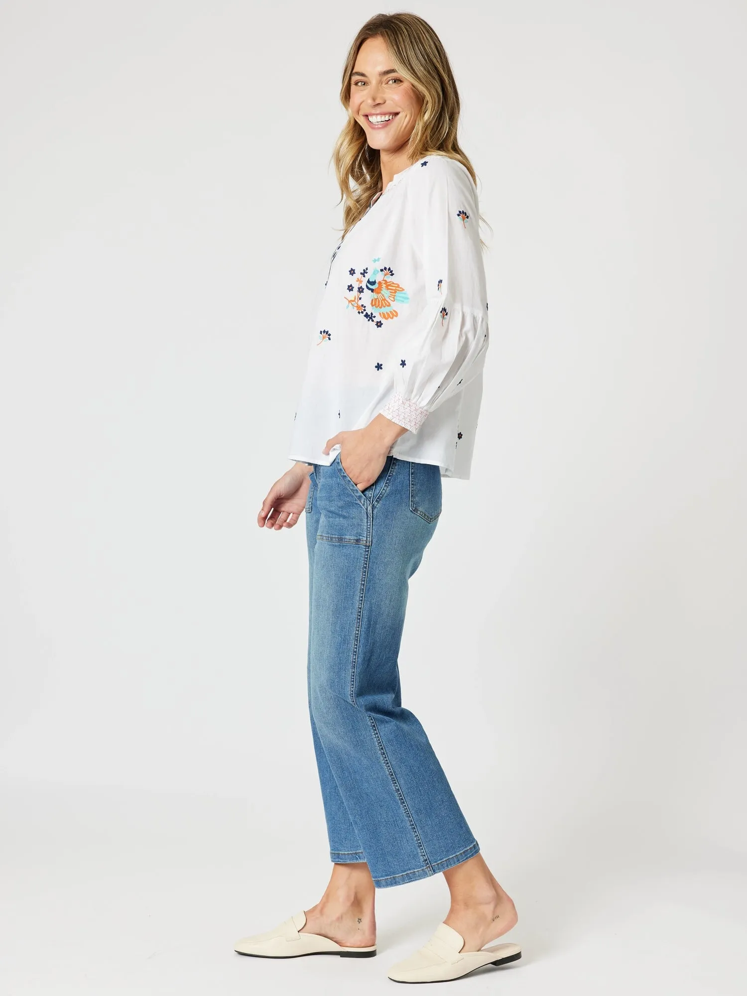 Birdie Embroidered Blouse - White Multi sold by RC & Co product image thumbnail 5