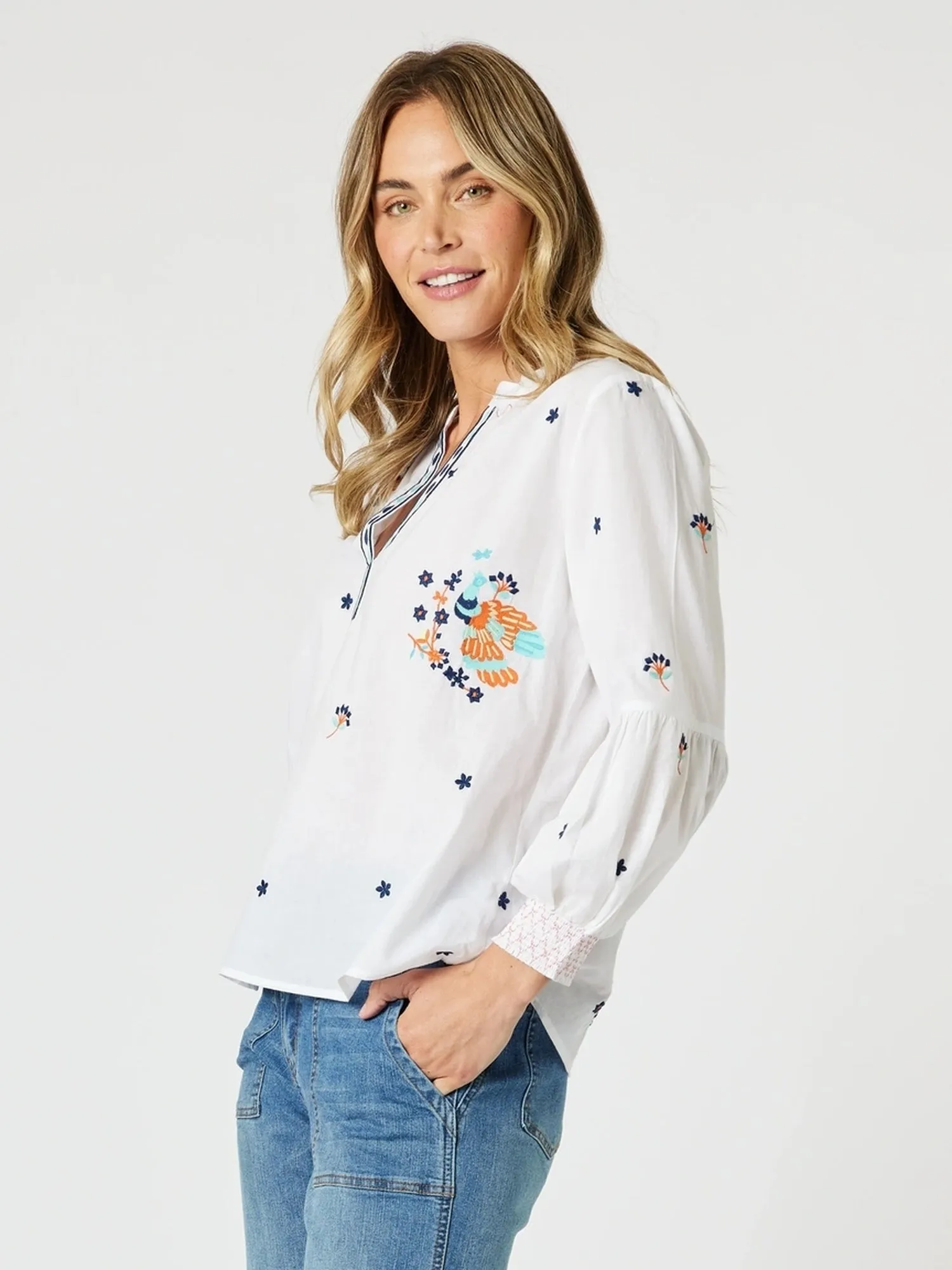 Birdie Embroidered Blouse - White Multi sold by RC & Co product image thumbnail 4