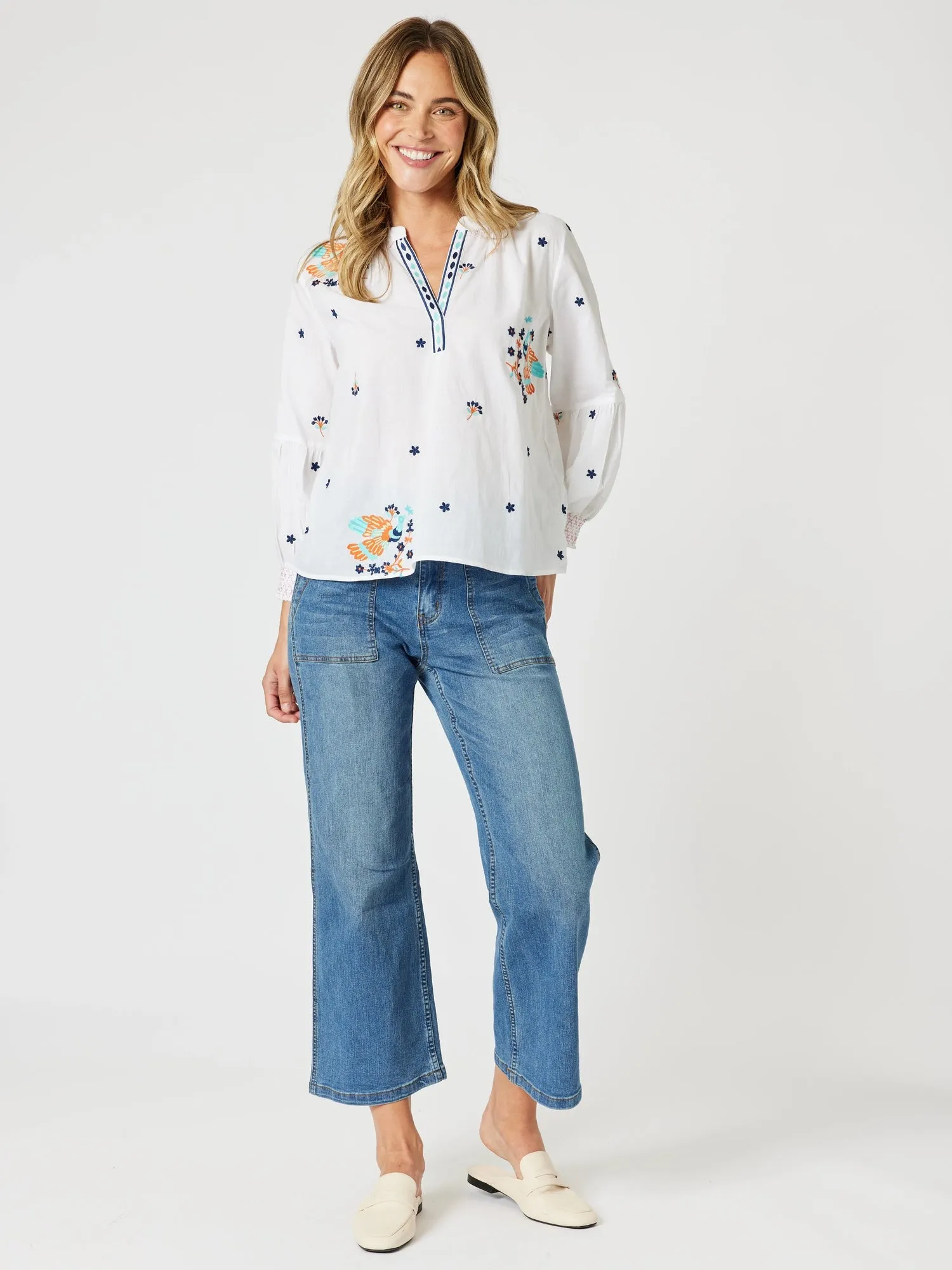 Birdie Embroidered Blouse - White Multi sold by RC & Co product image thumbnail 2