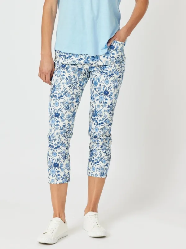 Alexandria Floral Print Pant - Blue/White sold by RC & Co