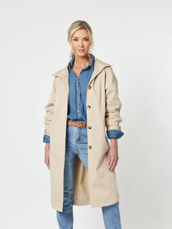 Rosa Trench Coat - Natural sold by RC & Co