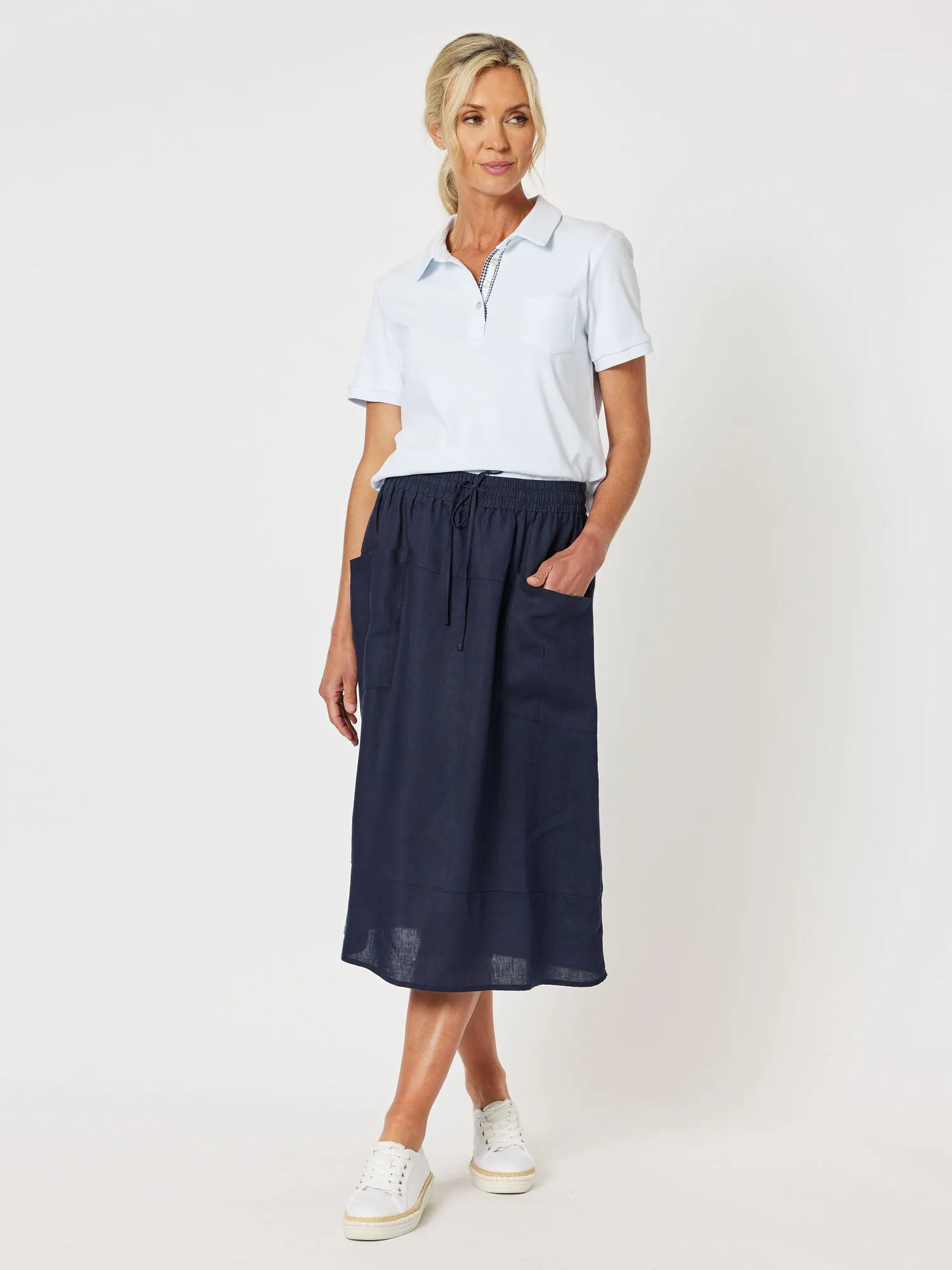 Sports Linen Pull On Skirt - Navy sold by RC & Co product image thumbnail 2