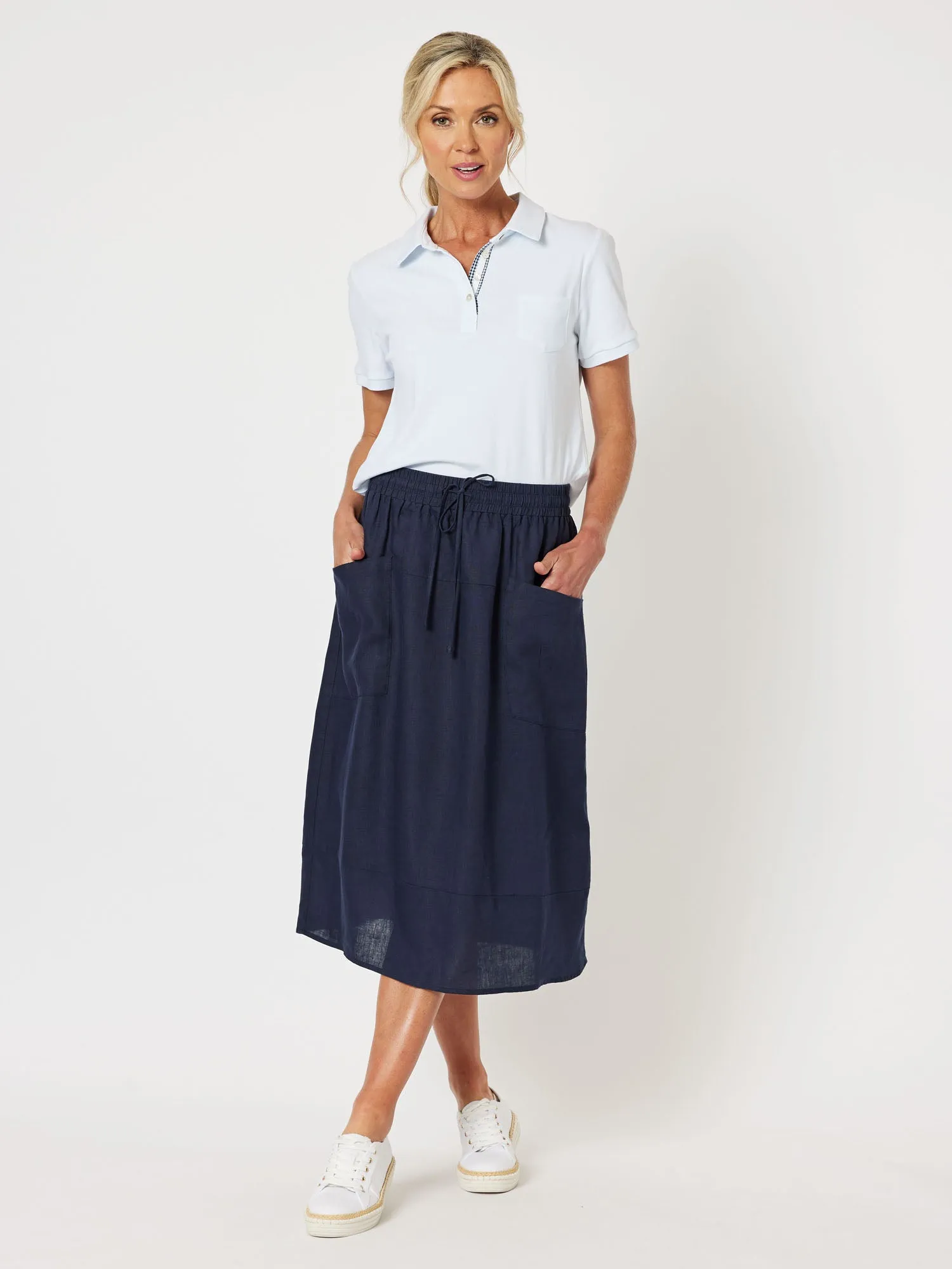 Sports Linen Pull On Skirt - Navy sold by RC & Co product image thumbnail 4