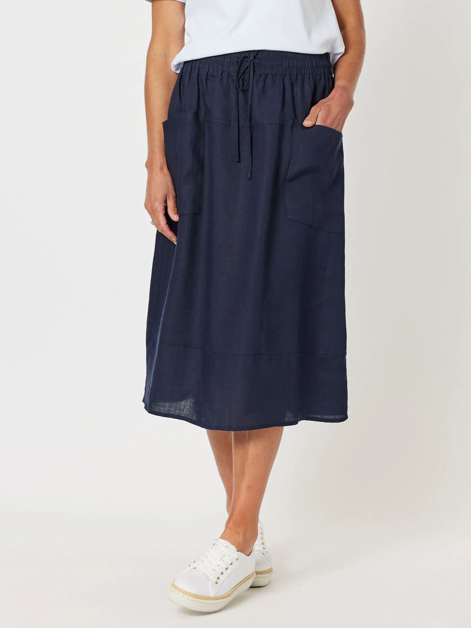 Sports Linen Pull On Skirt - Navy sold by RC & Co