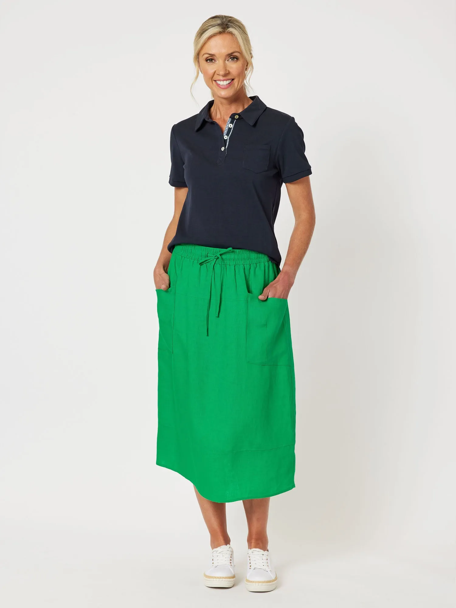 Sports Linen Pull On Skirt - Emerald sold by RC & Co product image thumbnail 4