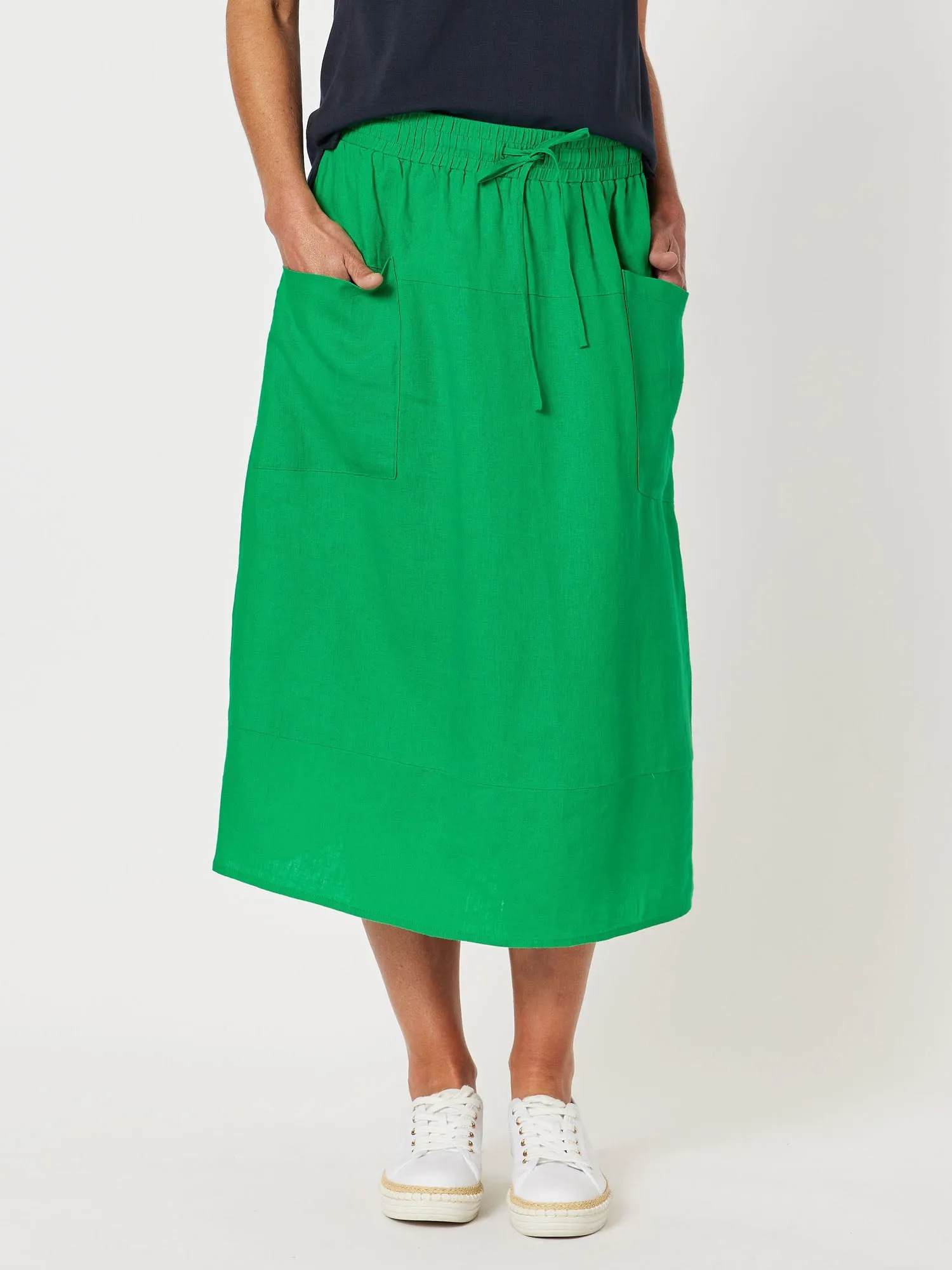 Sports Linen Pull On Skirt - Emerald sold by RC & Co