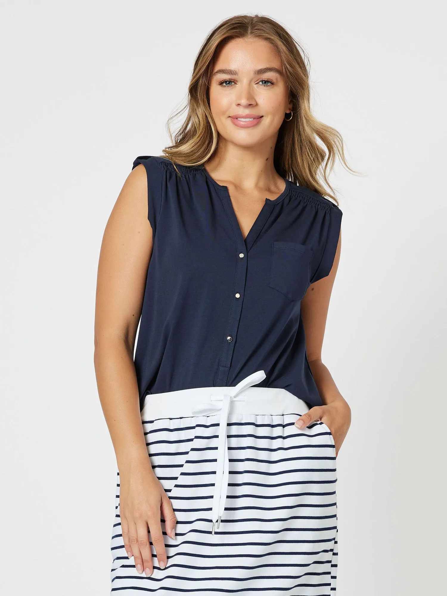 Alison Sleeveless Top - Navy sold by RC & Co