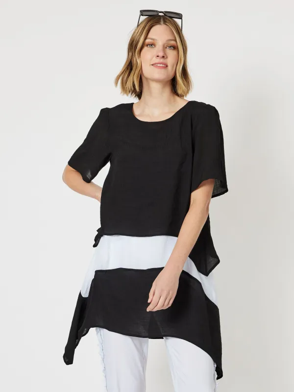Thera Angled Hem Tunic - Black/White made by RC & Co