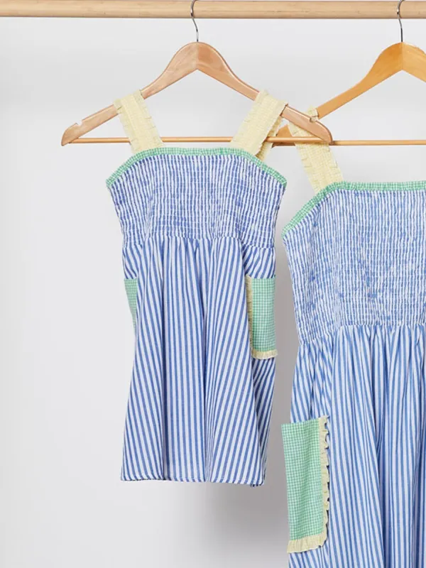 Shirred Pocket Dress Mini Me - Sky Blue sold by RC & Co