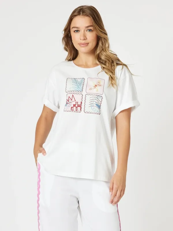 Capri Print Tee - White sold by RC & Co