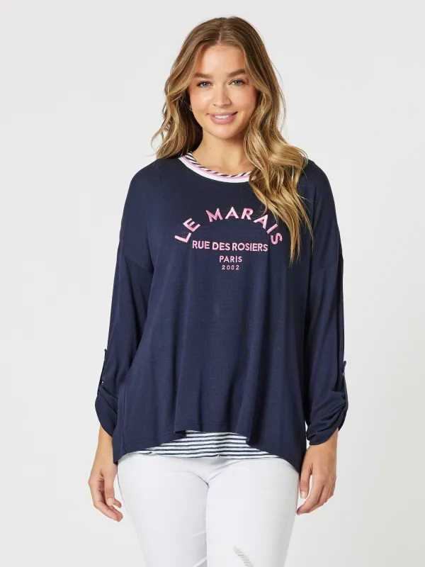 Le Marais 2 in 1 Top - Navy Pink sold by RC & Co