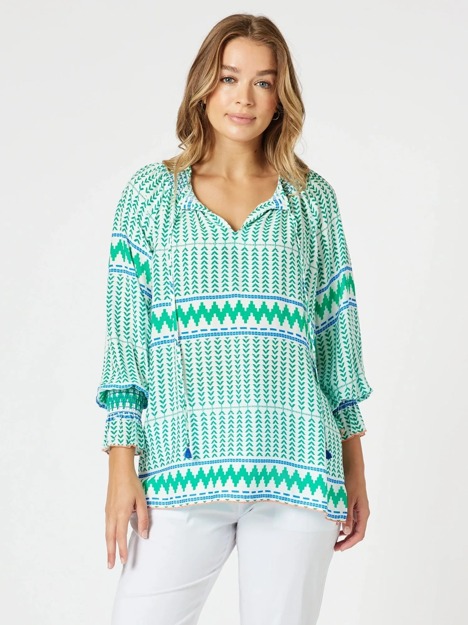 Geo Print Top - Elm Multi sold by RC & Co