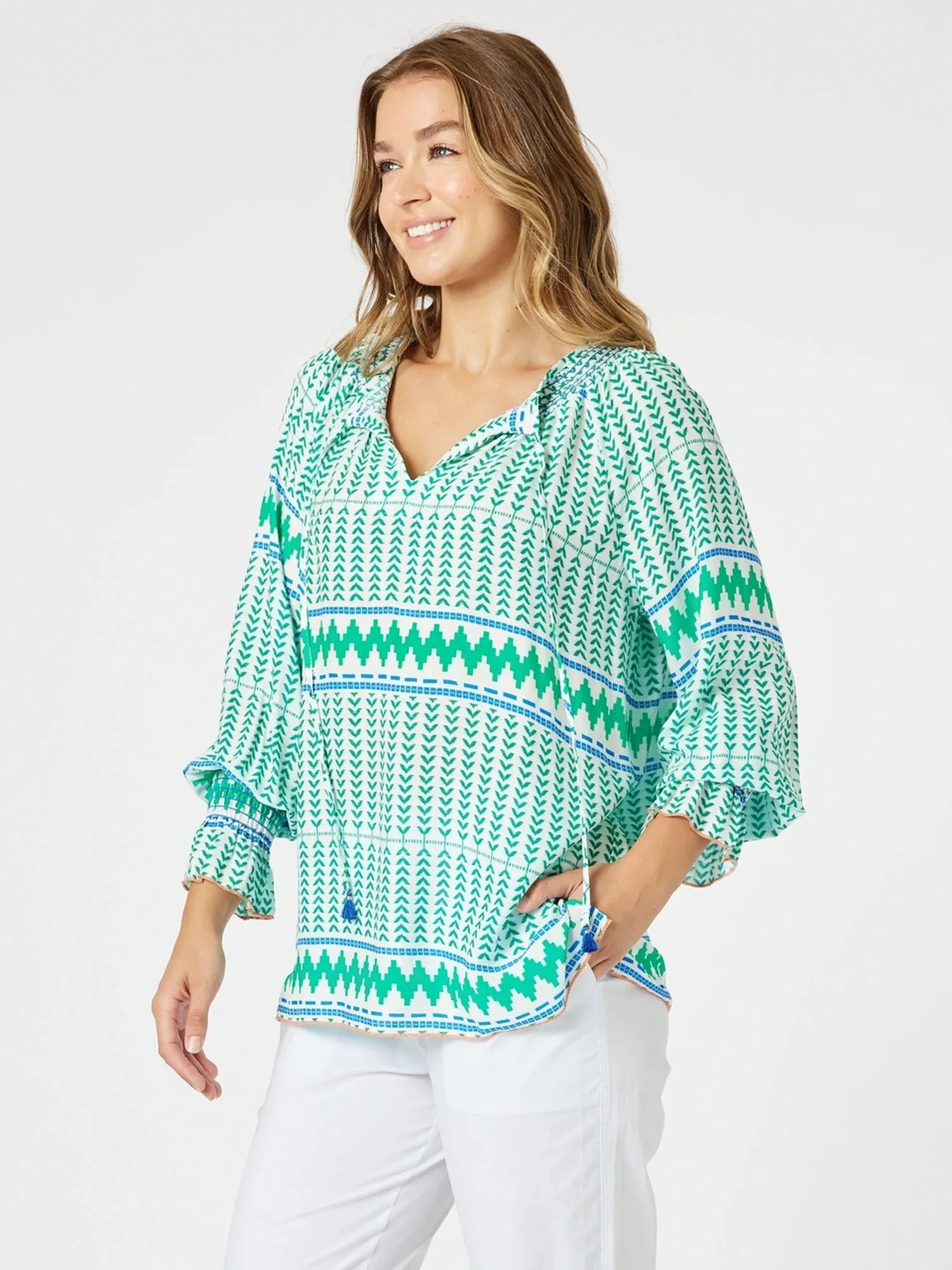 Geo Print Top - Elm Multi sold by RC & Co product image thumbnail 3