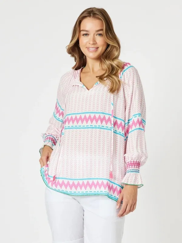 Geo Print Top - Pink/Multi sold by RC & Co
