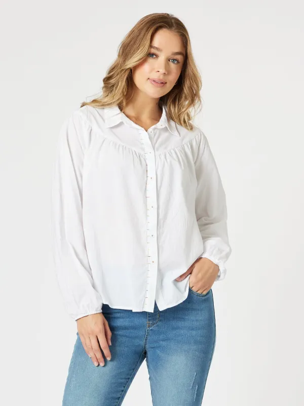 Crayon Stitch Shirt - White sold by RC & Co