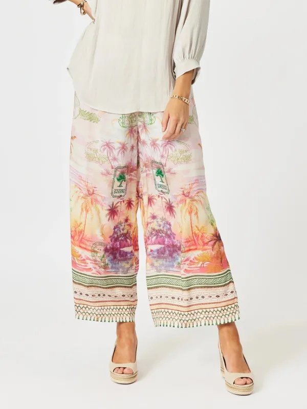 Passport Print Wide Leg Pant - Sunset Multi sold by RC & Co