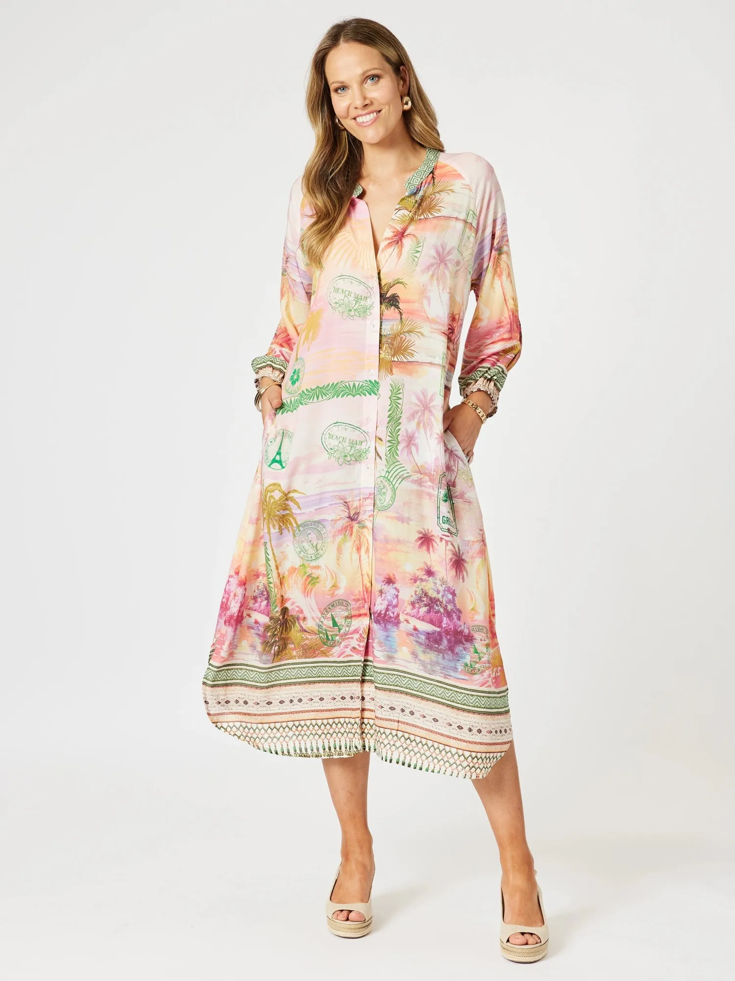 Passport Print Dress - Sunset Multi sold by RC & Co product image thumbnail 5