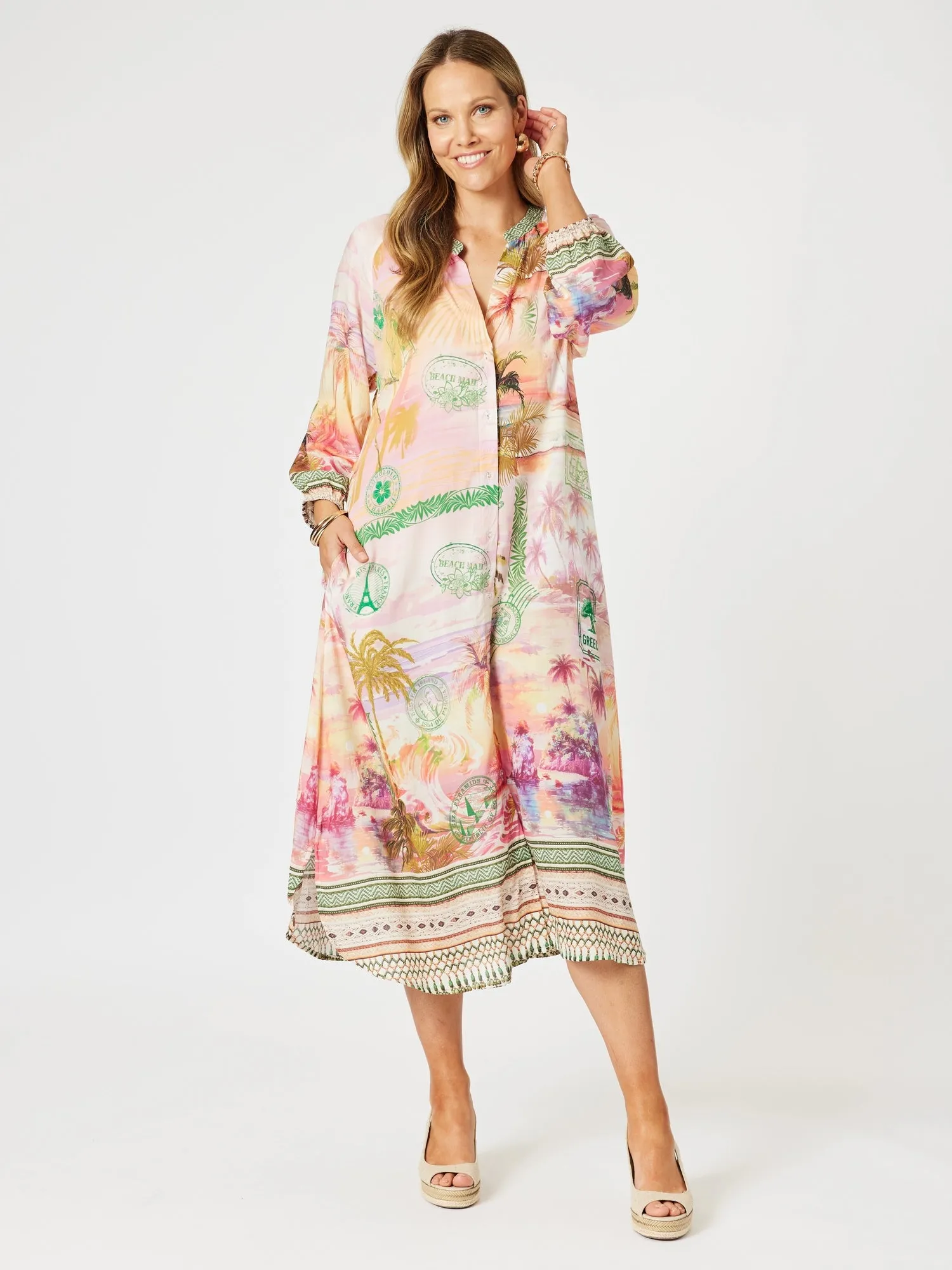 Passport Print Dress - Sunset Multi sold by RC & Co