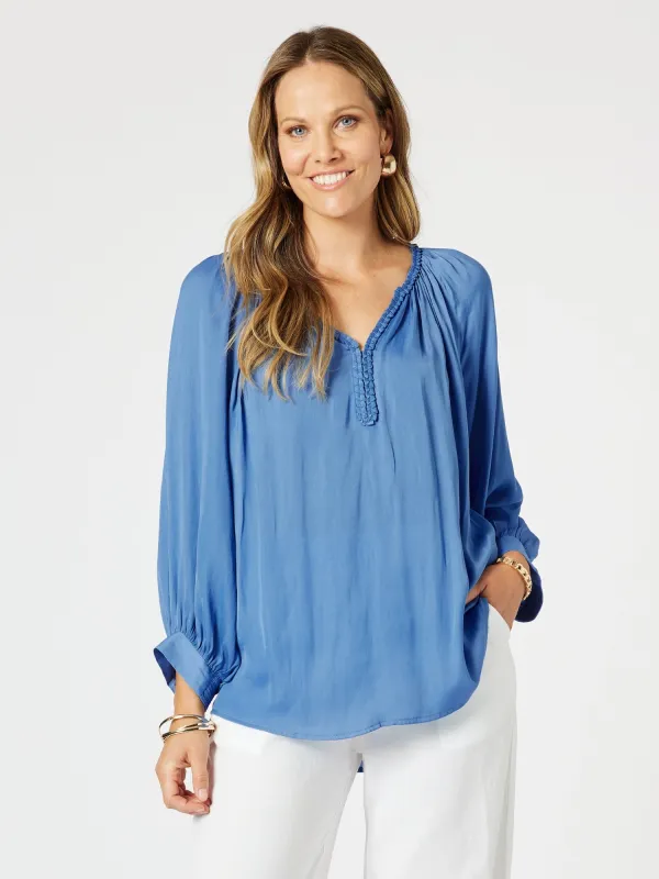 Lux Plait Top - Pacific Blue sold by RC & Co